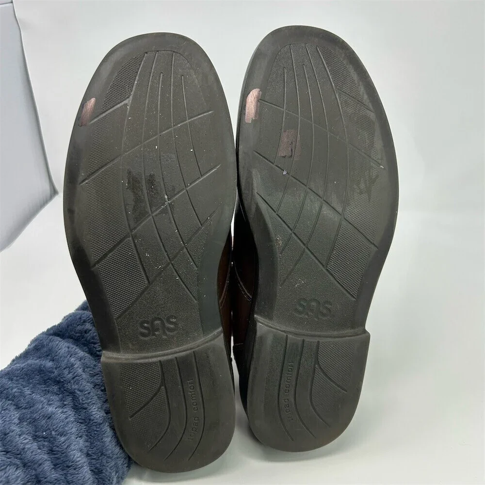 SAS Diplomat Men's Brown Slip-On Loafers Apron Toe Comfort Dress Shoes Size 10.5